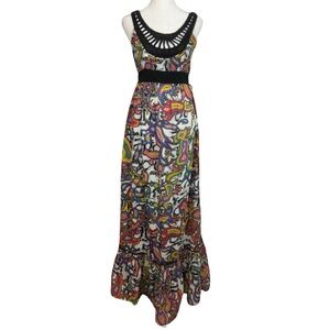 Desigual 100% cotton crochet top multi-colored maxi dress size 36 or US XS